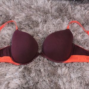 Burgundy and Orange PINK Push-Up Bra